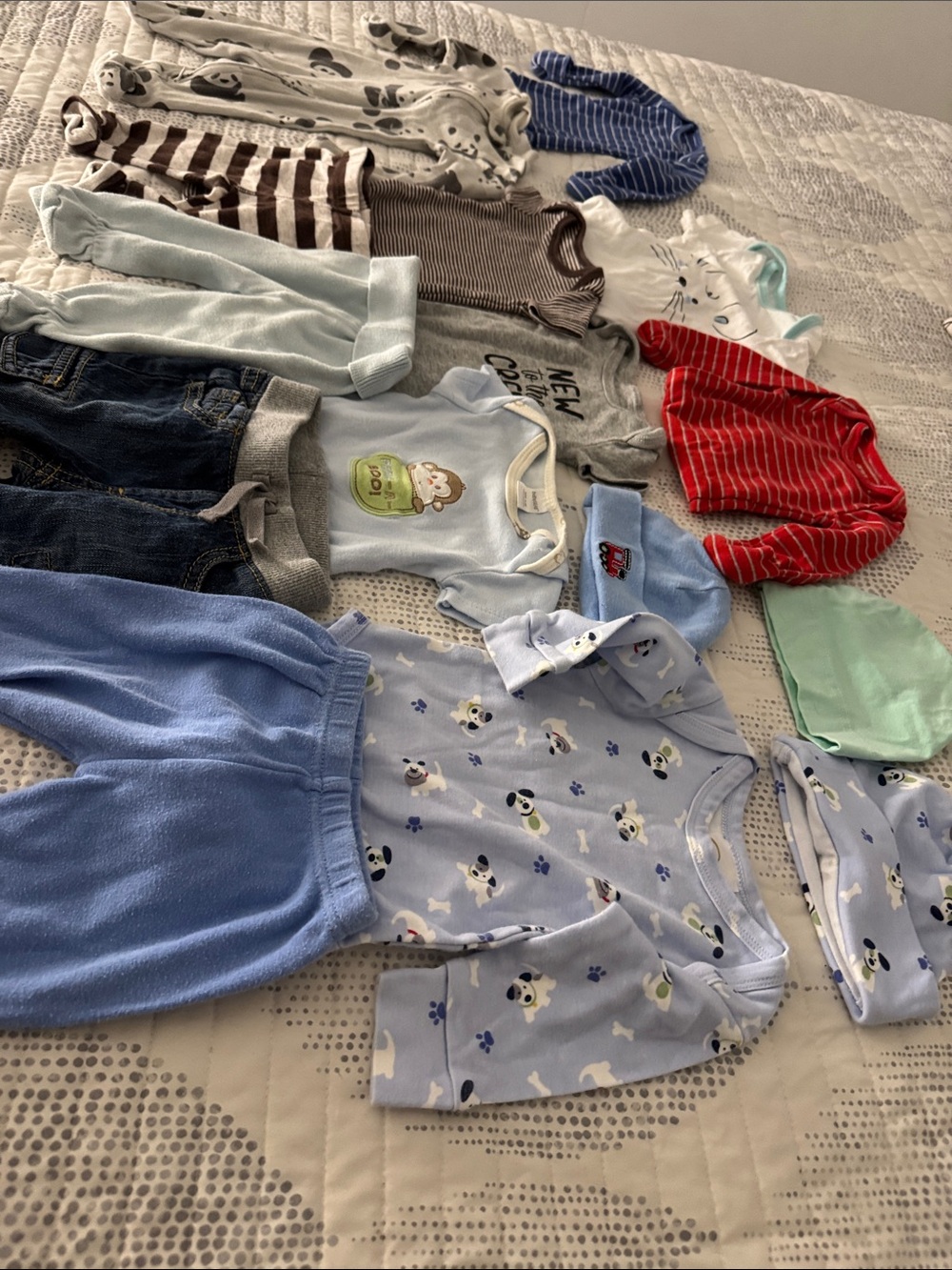 Baby Boy Clothing Bundle - Blue, Red, Gray Mix size newborn and 0-3 months